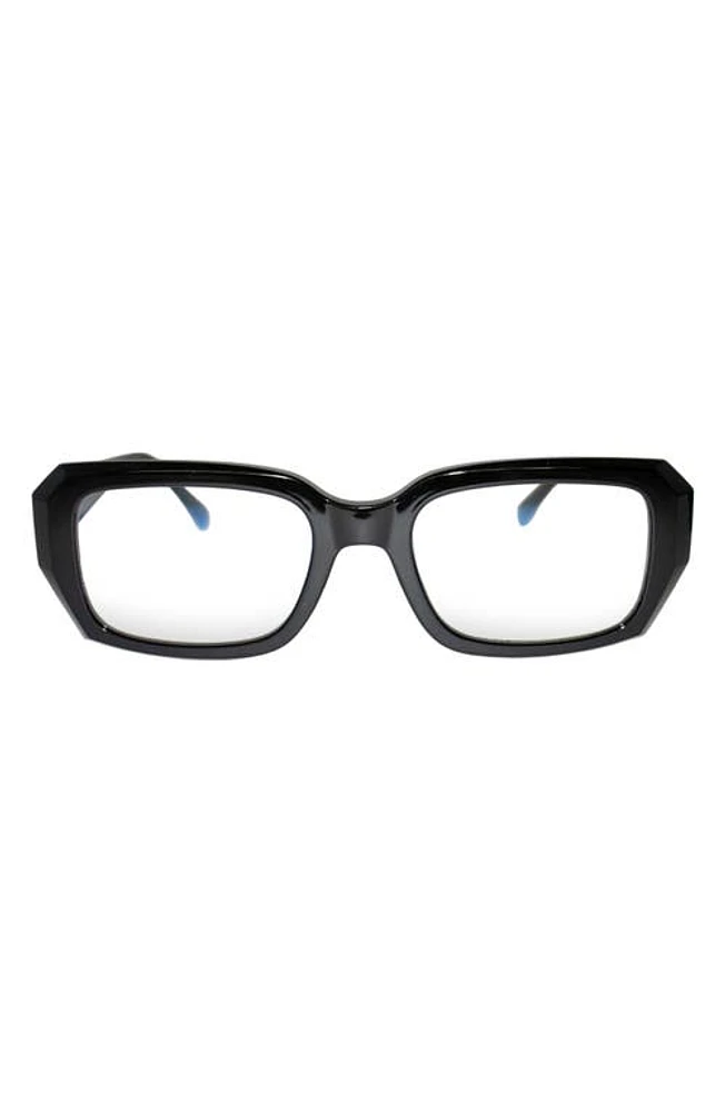 Fifth & Ninth Noa 51mm Rectangular Blue Light Blocking Glasses in Black/Clear at Nordstrom