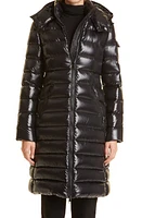 Moncler Moka Water Resistant Long Hooded Down Puffer Parka Black/Black at Nordstrom