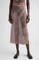 ELLISS Euphoric Sheer Mesh Midi Skirt Brown Print Multi at Nordstrom,