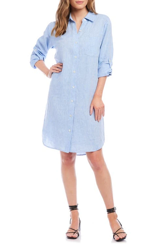 Karen Kane Linen Shirtdress Capri Blue at Nordstrom,