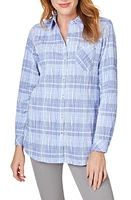 Foxcroft Germaine Plaid Non-Iron Button-Up Tunic Shirt at Nordstrom,