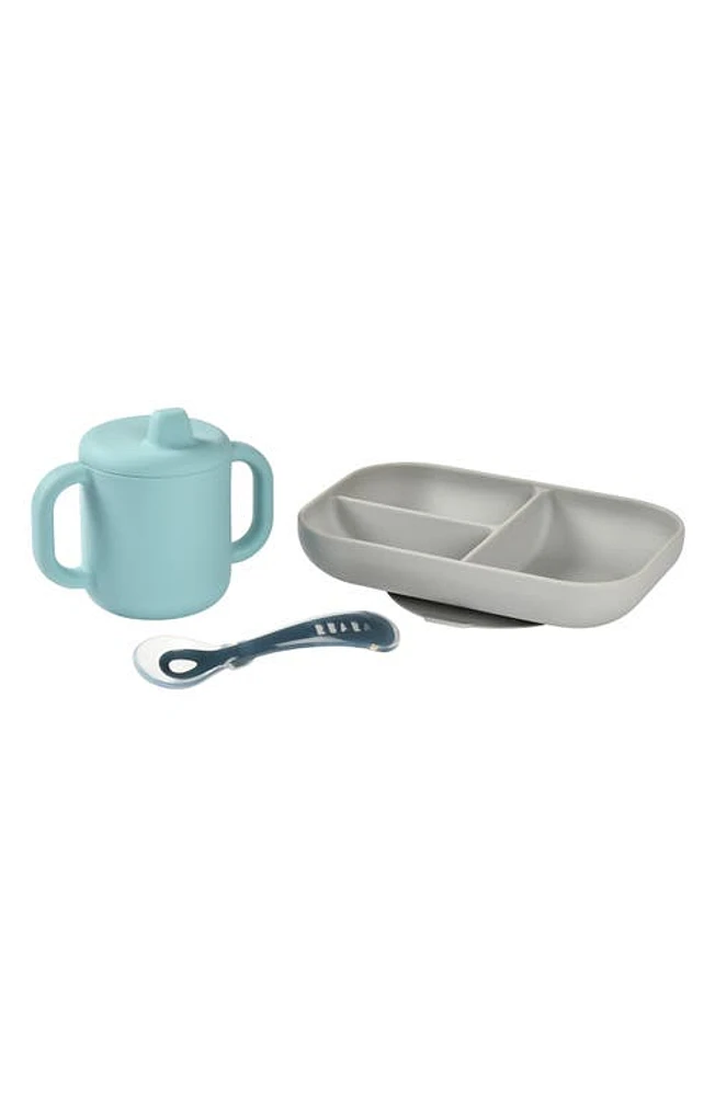 BEABA Sips & Bites 3-Piece Silicone Feeding Set in Rain at Nordstrom