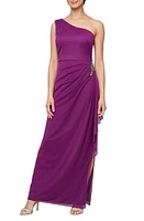 Alex Evenings Embellished One-Shoulder Gown Dark Berry at Nordstrom,