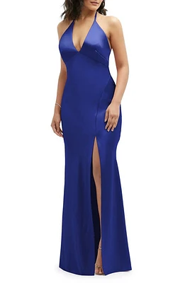 After Six Plunge Neck Charmeuse Halter Gown at Nordstrom,