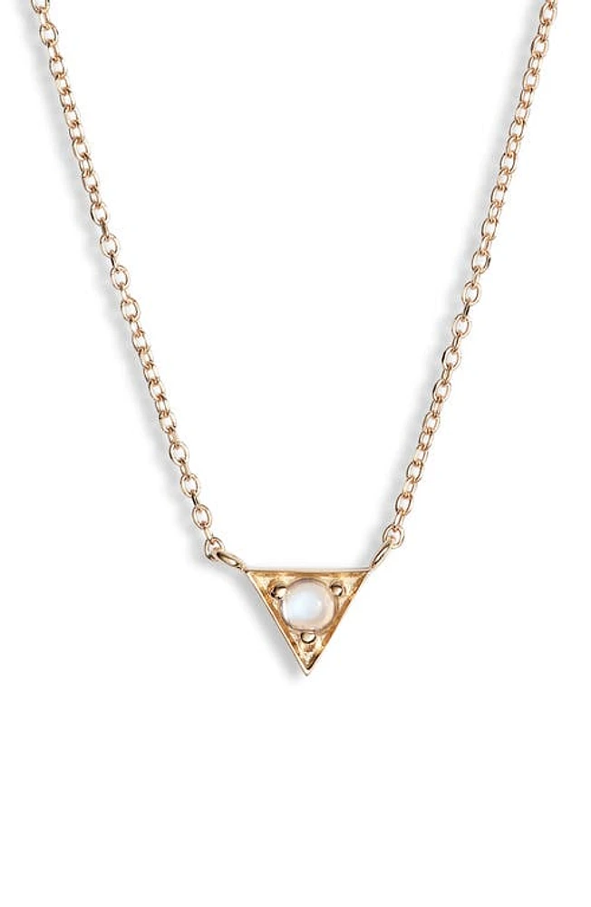 Anzie Cleo Moonstone Triangle Pendant Necklace in Gold/Blue Moonstone at Nordstrom, Size 16 In