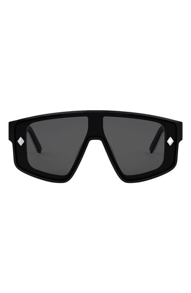 DIOR CD Diamond M1U Mask Sunglasses in Shiny Black /Smoke at Nordstrom