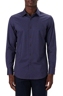 Bugatchi OoohCotton Check Print Button-Up Shirt in Chocolate at Nordstrom, Size Xx-Large