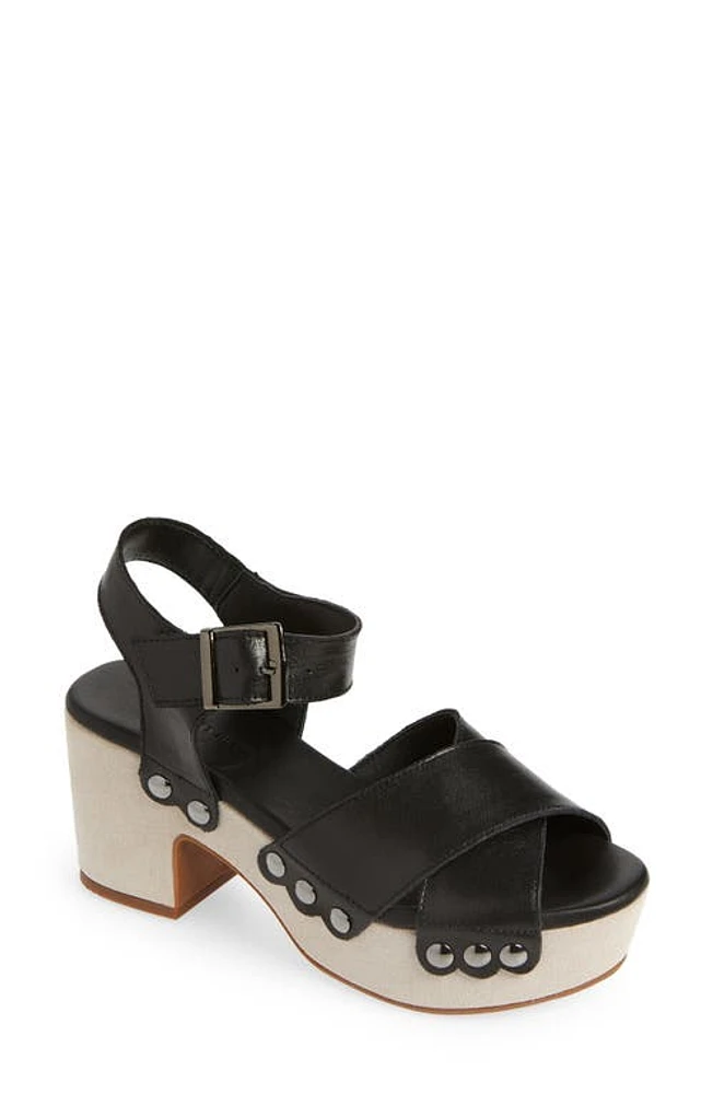 Chocolat Blu Gretta Block Heel Platform Sandal in Black Leather at Nordstrom, Size 7.5