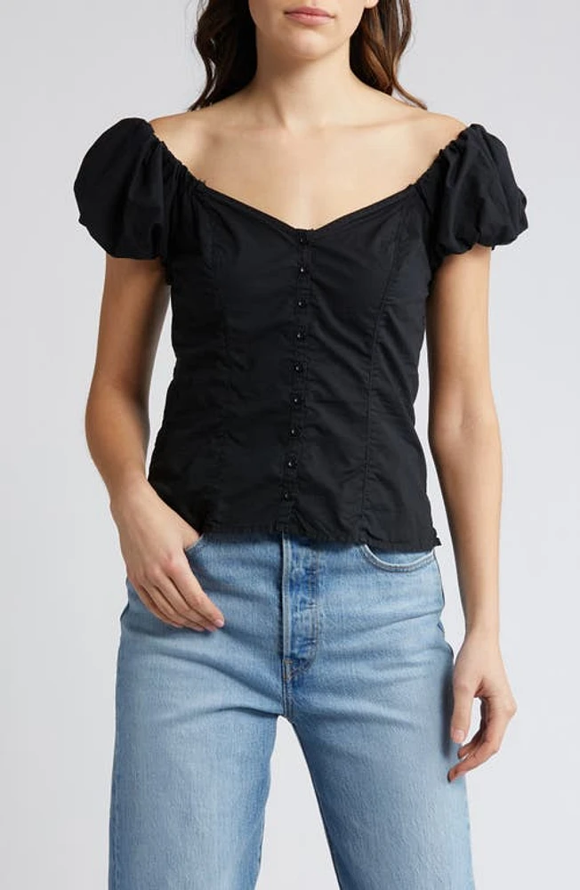 Nation LTD Angel Bubble Sleeve Off the Shoulder Top Jet Black at Nordstrom,