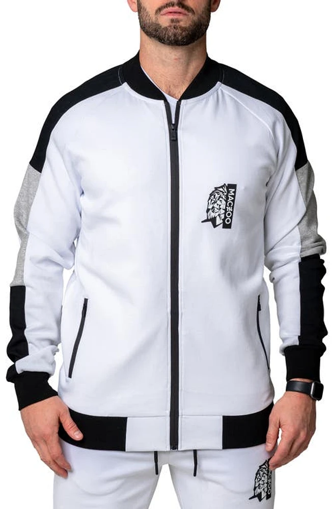 Maceoo Legendary Stretch Cotton Zip-Up Jacket White at Nordstrom,