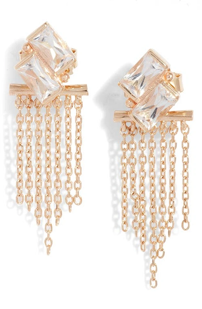 Anzie Deux Carré Topaz Fringe Drop Earrings in Silver/Clear Topaz at Nordstrom