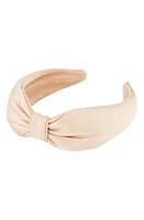 Alexandre de Paris Hammered Satin Headband in Beige at Nordstrom