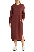 Nordstrom Long Sleeve Shift Sweatshirt Dress Brown Raisin at Nordstrom,