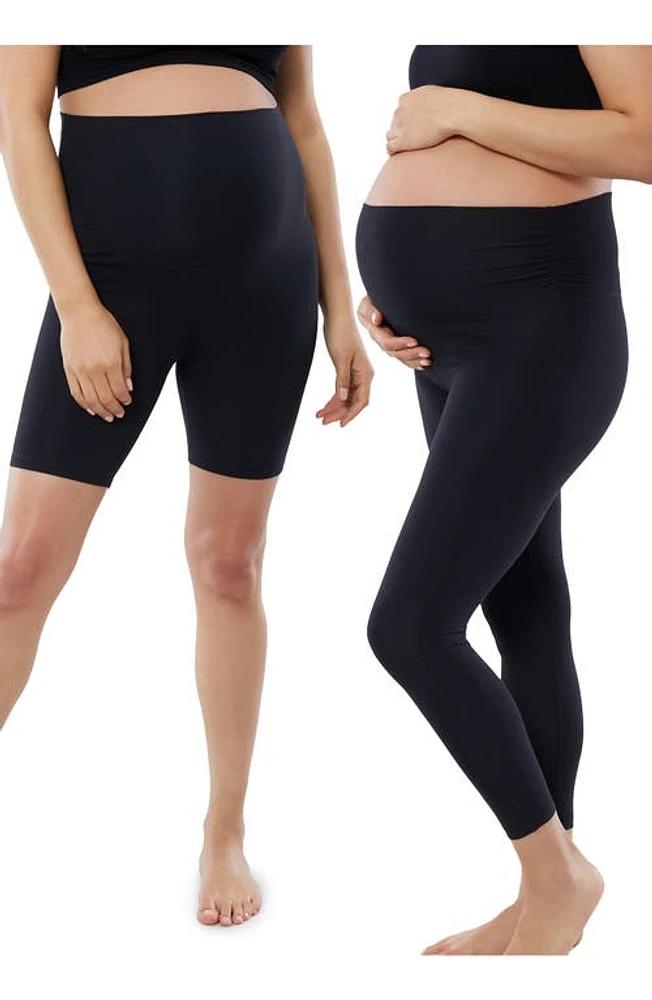 Ingrid & Isabel 2-Pack Maternity 7/8 Leggings Bike Shorts Black at Nordstrom,