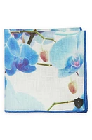 CLIFTON WILSON Blue Floral Linen Pocket Square at Nordstrom