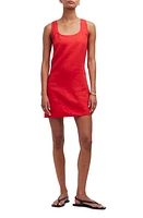 Madewell Cross Back A-Line Linen Minidress Rouge at Nordstrom,