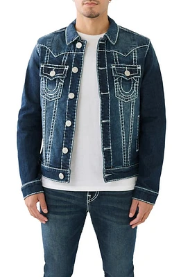 True Religion Brand Jeans Jimmy Jacket Super T Denim Trucker Aquamarine at Nordstrom,