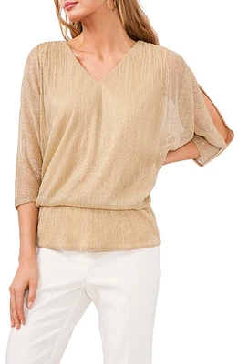 Chaus Metallic Cold Shoulder Top Light Brown at Nordstrom,