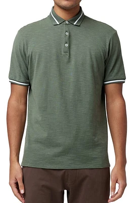 Good Man Brand Match Point Tipped Slub Short Sleeve Polo in Clover at Nordstrom, Size Small