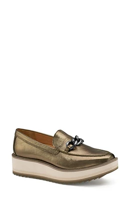 Johnston & Murphy Gracelyn Chain Wedge Loafer Bronze Metallic Sheepskin at Nordstrom,