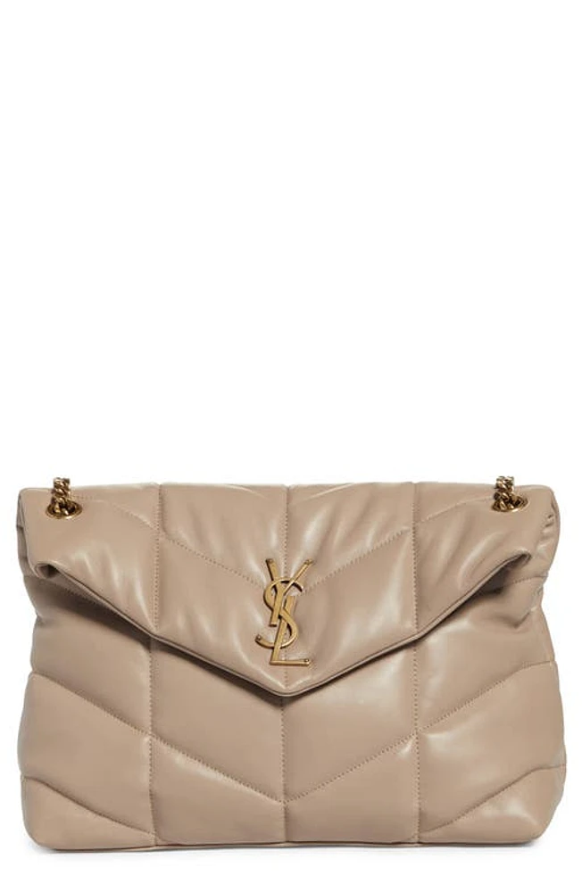 Saint Laurent Medium Loulou Puffer Quilted Leather Crossbody Bag in Dark Beige at Nordstrom