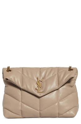 Saint Laurent Medium Loulou Puffer Quilted Leather Crossbody Bag in Dark Beige at Nordstrom