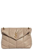 Saint Laurent Medium Loulou Puffer Quilted Leather Crossbody Bag in Dark Beige at Nordstrom