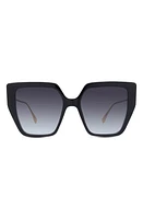 'Fendi Baguette 55mm Butterfly Sunglasses in Shiny Black /Gradient Smoke at Nordstrom