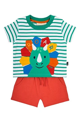 JOJO MAMAN BEBE Triceratops Appliqué T-Shirt & Shorts Set Green/White Multi at Nordstrom,