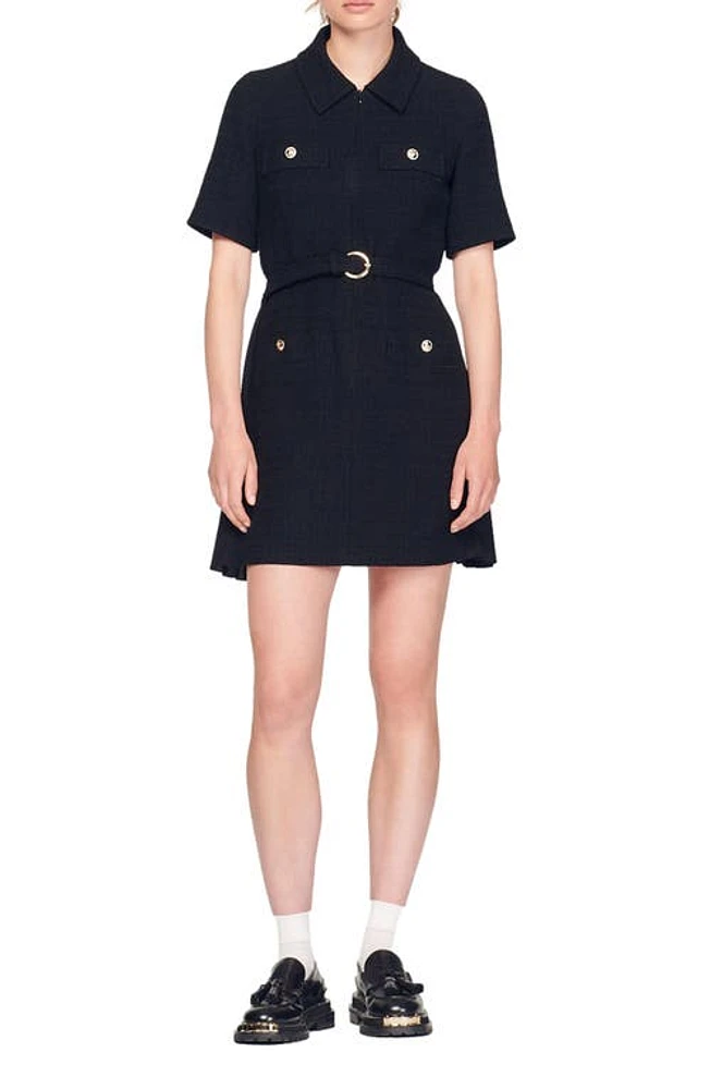 sandro Nour Belted Minidress Black at Nordstrom,