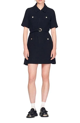 sandro Nour Belted Minidress Black at Nordstrom,