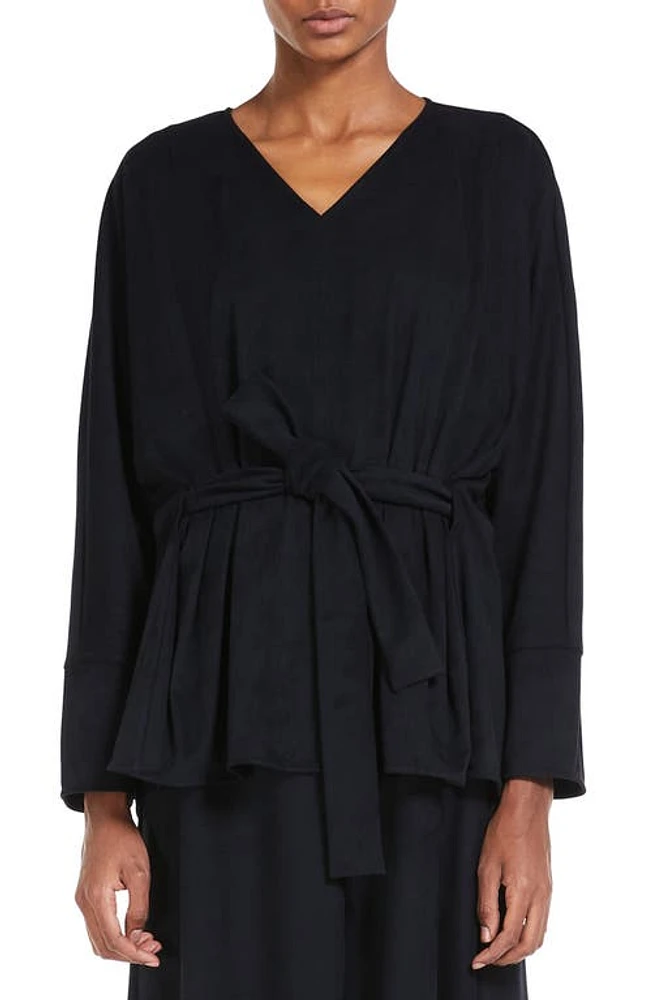 Max Mara Leisure Caladio Belted Knit Top in Navy at Nordstrom, Size X-Large