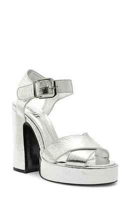 Schutz Penelope Ankle Strap Platform Sandal Prata at Nordstrom,