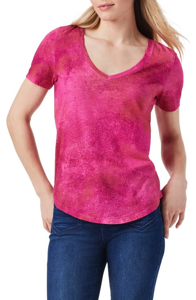 NZT by NIC+ZOE V-Neck Cotton Blend T-Shirt in Pink Multi at Nordstrom, Size Small