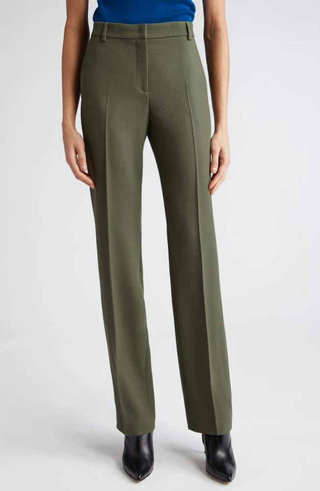 Akris punto Mikko Virgin Wool Tricotine Straight Leg Pants Sage at Nordstrom,