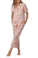 BedHead Pajamas Print Stretch Organic Cotton Jersey Crop Pajamas in Champagne Disco at Nordstrom, Size Small