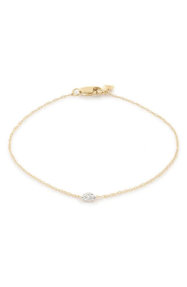 Monica Vinader 14K Gold Marquise Diamond Solitaire Bracelet in 14Kt Solid Gold at Nordstrom, Size Large