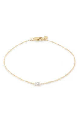 Monica Vinader 14K Gold Marquise Diamond Solitaire Bracelet in 14Kt Solid Gold at Nordstrom, Size Large