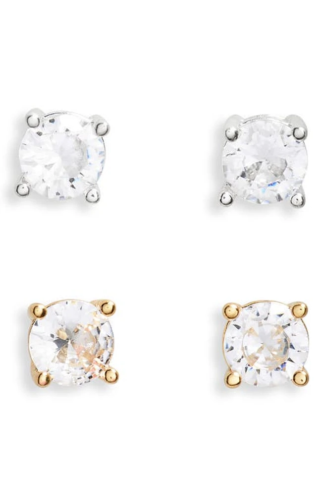 BP. Set of 2 Cubic Zirconia Stud Earrings in 14K Gold And Ss Dipped at Nordstrom