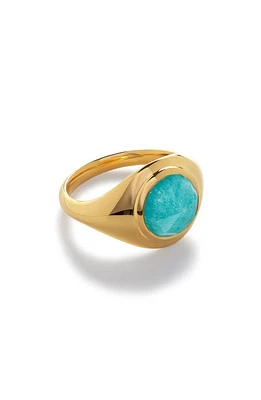 Monica Vinader Eclipse Amazonite Signet Ring 18Ct Gold Vermeil /Amazonite at Nordstrom,