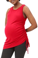 Stowaway Collection Asymmetrical Drawstring Ruched Maternity Tank in Crimson at Nordstrom