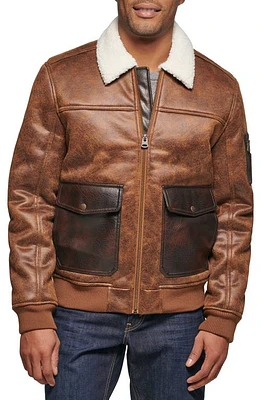 levi's Faux Shearling Collar Aviator Bomber Jacket Brown at Nordstrom,