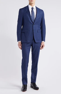 Canali Kei Trim Fit Plaid Wool Suit Bright Blue at Nordstrom, Us