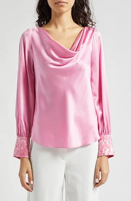 Cinq à Sept Taylee Sequin Cuff Satin Top Primrose at Nordstrom,