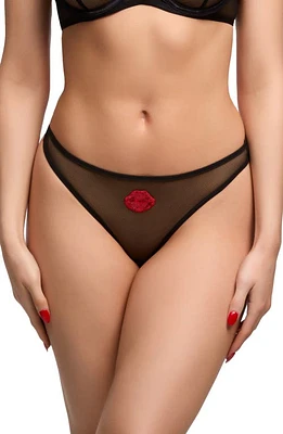 Von Follies By Dita Teese Liptrix Embrodiered Sequin Mesh Thong Black at Nordstrom,