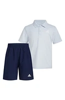 adidas Kids' Mesh Polo & Woven Shorts Set Halo Blue at Nordstrom,