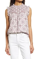 C & C California Tisbury Floral Cotton Voile Blouse in Hushed Violet Print Mix at Nordstrom, Size Large