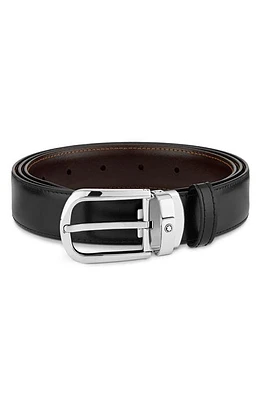 Montblanc Horseshoe Buckle Reversible Leather Belt in Black at Nordstrom