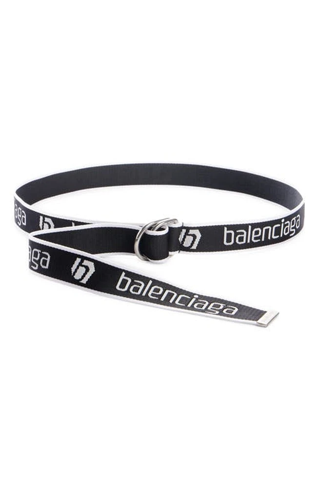 Balenciaga D-Ring Webbed Belt in Black/White at Nordstrom