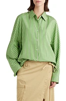 Dries Van Noten Oversize Stripe Button-Up Cocoon Shirt at Nordstrom,